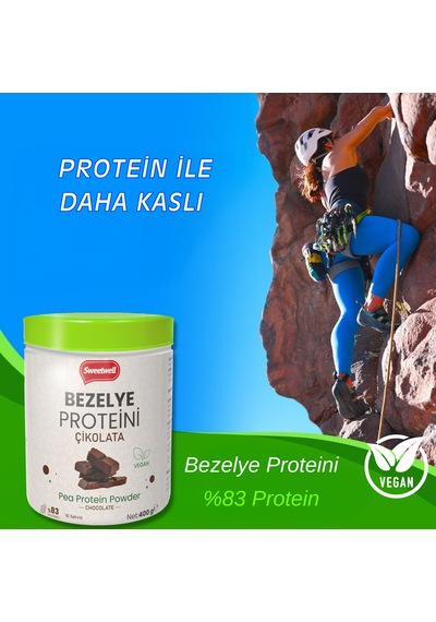 Sweetwell Çikolata Aromalı Vegan Bezelye Proteini Tozu 400 Gr X 2