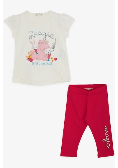 Breeze Kız Çocuk Kapri Taytlı Takım Unicorn Baskılı 1.5-5 Yaş, Ekru