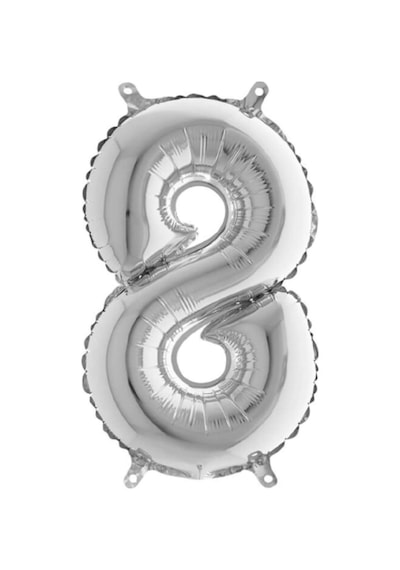Gümüş Folyo Balon 8 Rakamı 40 CM