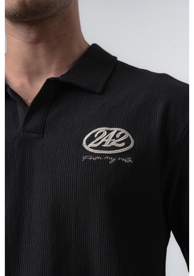 Erkek 242 Nakışlı Regular Fit T-shirt Şort Takım Siyah