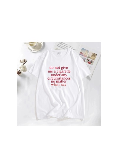 Tarzsokak Ne Dersem Söyleyeyim Bana Bir Sigara Vermeyin Lanetlenmiş Erkek T-shirt Komik Rahat O Boyun Y 2826 Beyaz
