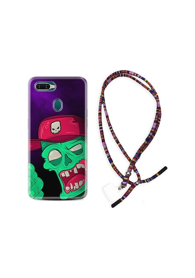 Oppo Ax7 Kılıf Rasta Boyun Askılı Green Face 1609