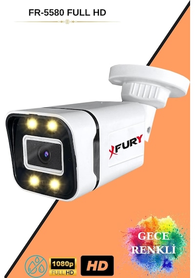 Fury 5 Kameralı Full Hd Gece Renkli - Su Geçirmez Ultra Led Güvenlik Kamerası Seti 320gb