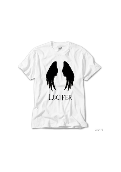 Lucifr Wings Beyaz Tişört Beyaz