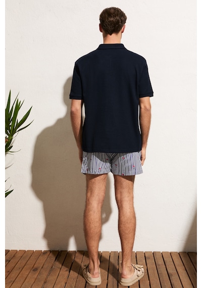 Grimelange Mınnutu Erkek Organik Pamuklu Polo Yakalı Regular Fit Lacivert T-shirt