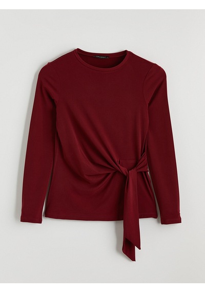 Lcwaıkıkı Classic Bordo Bisiklet Yaka Bağlama Detaylı Kadın Body