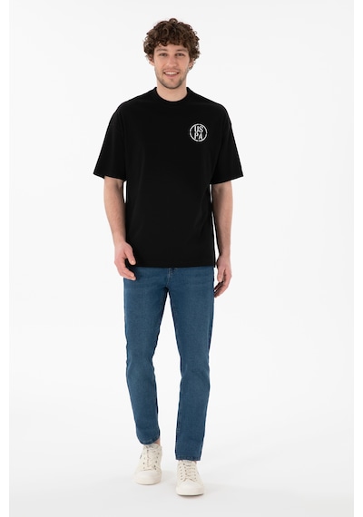 U.S. Polo Assn. Erkek Oversize Fit Bisiklet Yaka Siyah Tişört 50305904-VR046