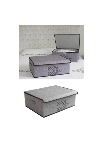 Flosoft Keçe Kapaklı Baza Hurcu, Çok Amaçlı Düzenleyici Organizer Kapaklı Kutu 50x40x19 Cm 001