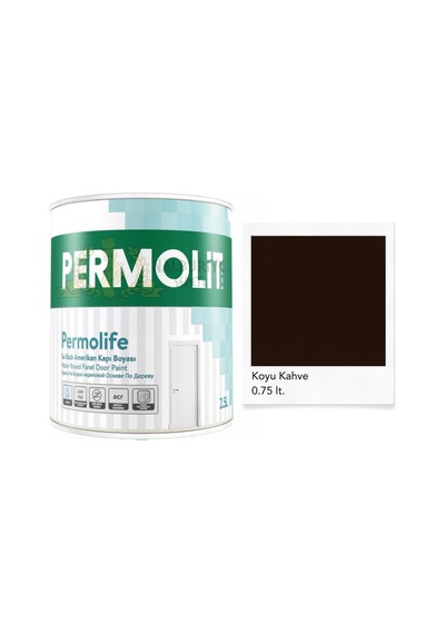 Permolit Permolife Su Bazlı Amerikan Panel Kapı Boyası - Koyu Kahve - 0.75 Lt.
