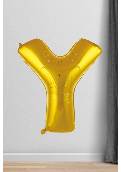 Y Harfi Folyo Balon Gold 100 Cm 40 Inç 1 Metre Altın Gold