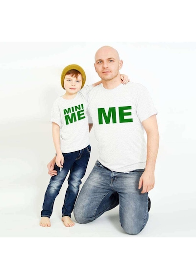 Tshirthane - Me Mini Me Baba Oğul Kombini Tshirt Giyim Tişört Mavi