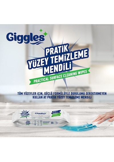Giggles Pratik Yüzey Temizleme Mendili 6 x 50'li
