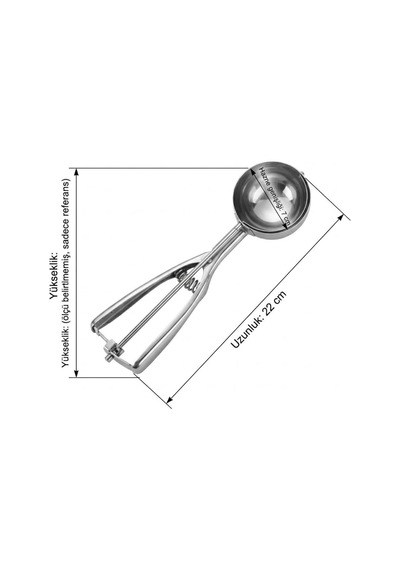 Paslanmaz Çelik Dondurma Kaşığı, 22 Cm Uzunluk, 7 Cm Hazne Genişliği, Yaylı Mekanizma
