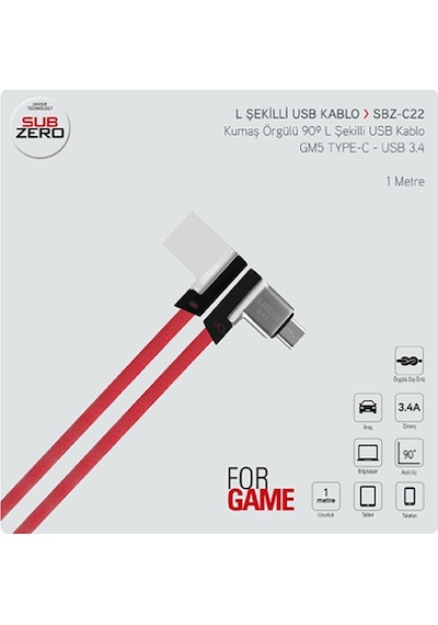 Subzero Sbz-C22 Ltip Type-C Tel.Şarj Data Kab. 1M