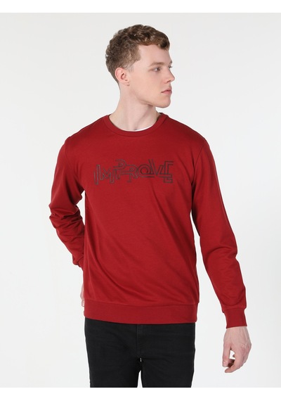 Colin's Regular Fit Baskılı Kırmızı Erkek Sweatshirt CL1060123_Q1.V2_RED Kırmızı
