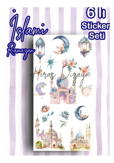 Hiras Dizayn Ramazan Ve İslami Temalı Sticker Seti 6 Sayfa Çok Renkli