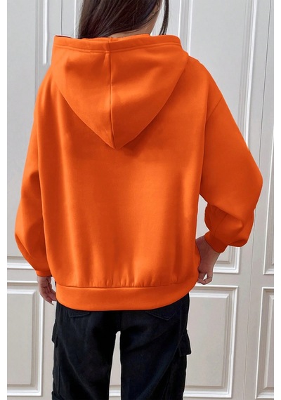 Dreamer Baskılı Oversize Sweatshirt Turuncu