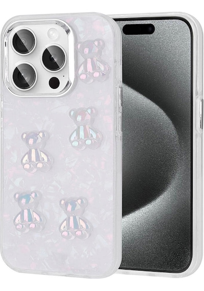 Apple iPhone Uyumlu 15 Pro Max Kılıf Kabartma Figürlü Parlak Zore Eralli Silikon Kapak Ayı