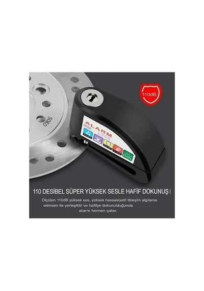 Kargo Alarmlı Disk Kilidi Motorsiklet Scooter Bisiklet Sesli Alarm 110 Desibel Yüksek Ses Najmaddin 10"