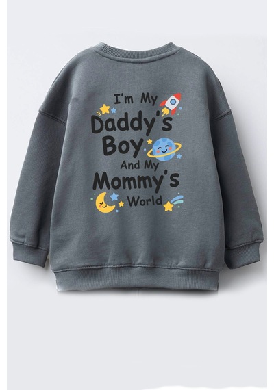 Monila Erkek Çocuk Pamuklu Bisiklet Yaka Babasının Oğlu Baskılı Sweatshirt Antrasit Monila Erkek Çocuk Pamuklu Bisiklet Yaka Babasının Oğlu Baskılı Sweatshirt Antrasit