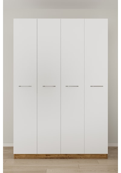 Aeka Ae-3190 Burç 4 Kapaklı Çok Bölmeli Askılı Raflı Ve Çekmeceli 210x140x53cm Gardırop Çam - Beyaz Aeka Ae-3190 Burç 4 Kapaklı Çok Bölmeli Askılı Raflı Ve Çekmeceli 210x140x53cm Gardırop Çam - Beyaz