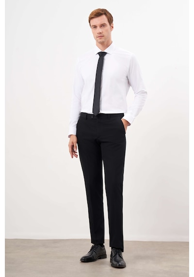 Morven Siyah Basic Düz Slim Fit 3lü Takım Elbise Slim Fit Gömlek Düz Kravat 99mc001031001 Siyah