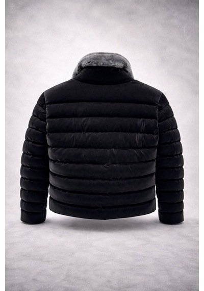 Premium Kürk Detay Şişme Mont Siyah
