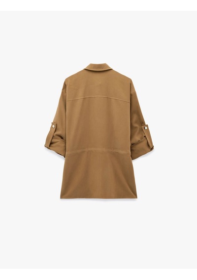 Koton Viskon Cupro Kumaş Haki Kadın Ceket 6sak20003ew