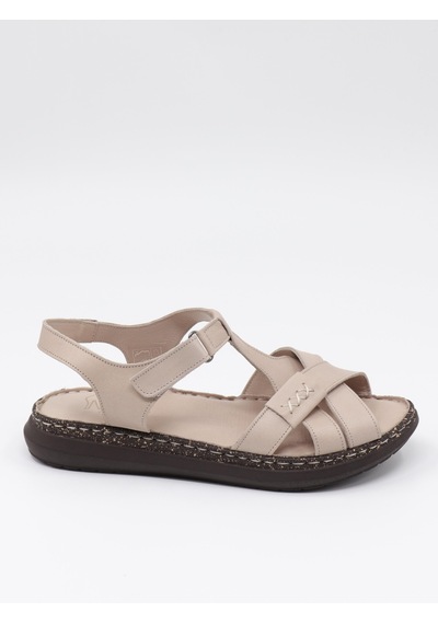 Nesilshoes Nesil Shoes Mns 372 Bej Hakiki Soft Deri Kadın Sandalet