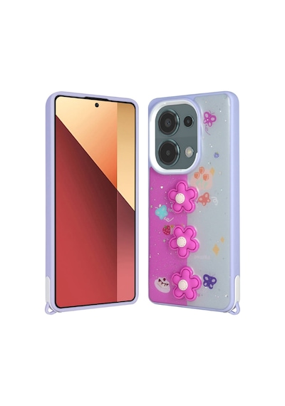Zore Poco M6 Pro 4g Kılıf Parlayan Simli Kabartma Figürlü Ogaa Cevze Kapak - Pembe
