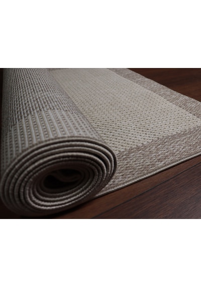 Derin Sisal Vizon Bordürlü Bej Jüt Sisal Dekoratif Kaymaz Taban Yıkanabilir Halı St04-947 Renkli