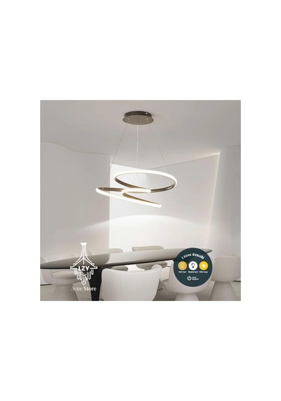 Modern Siyah Sarmal Helix Led Avize - Kumandalı & 3 Renk Işık 50cm