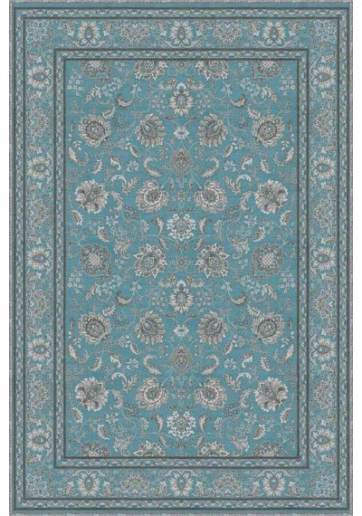 Turkuaz Vintage Kaymaz Taban Makinede Yıkanabilir Halı Rv290n11