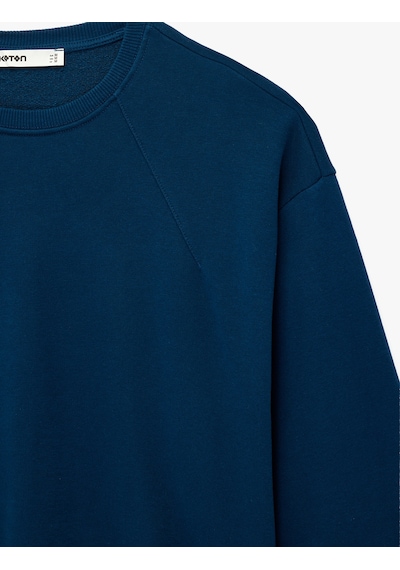 Koton Regular Fit Üç İplik Şardonlu Uzun Kollu Bisiklet Yaka Basic Sweatshirt Lacivert 7wak10043ek