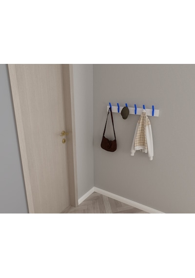 Hepsi3boyutlu Modern Duvar & Kapı Kanca Askılık - 6 Adet Mavi Kanca Askılık - Model No : 3 Mavi