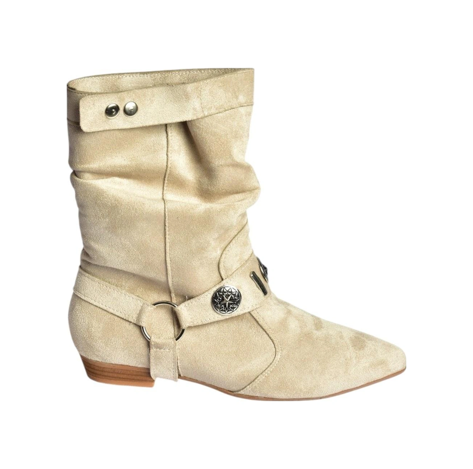 Fox Shoes V380519002 Bej Süet Düz Tabanlı Rahat Kalıp Kadın Bot Bej-süet
