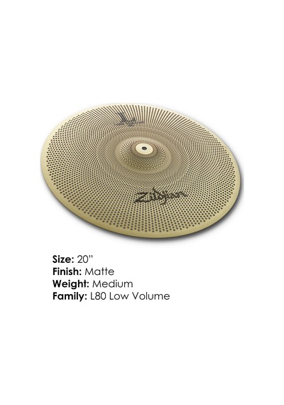 Zildjian Lv8020r-s L80 Serisi - Düşük Hacimli 50,8 Cm Sürüş Simgesi Açık Gri