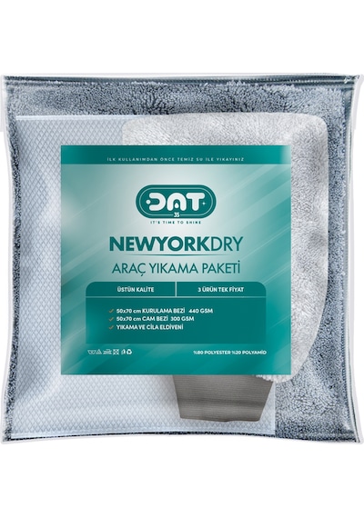 Dat35 Newyorkdry Mikrofiber Araç Kurulama Havlusu + Oto Cam Bezi Eldiveni