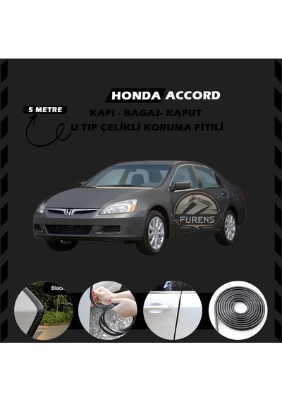 Honda Accord Oto Araç Kapı Koruma Fitili 5metre Parlak Siyah Renk