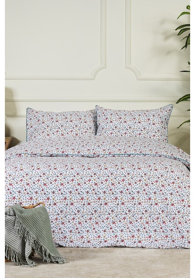 Elart Aria Nevresim Takımı Çift Kişilik Lastikli Çarşaf %100 Pamuk Ranforce Dantelli 200x220 Cm Kırmızı Kırmızı