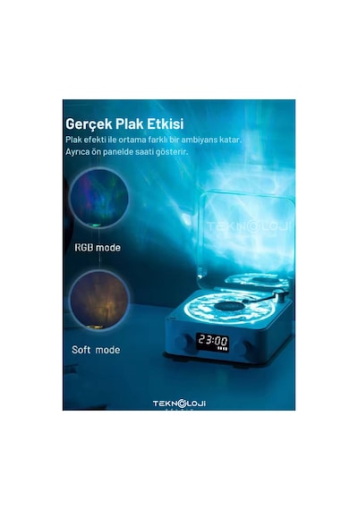 Plak Speaker Nostalji 3d Surrond Ses Kalitesi Saatli Bluetooth Hoparlör Retro Müzik Çalar Fm Radyo