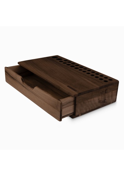Woodsaka Reka Mini Çekmeceli Kalemlik Organizer - Ceviz Ağacından