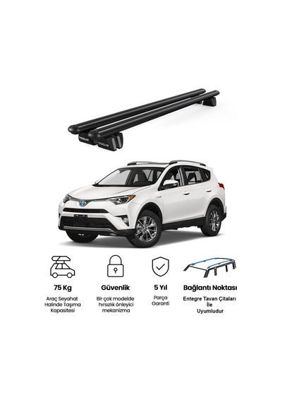 Pençe Toyota Rav4 Ara Atkı 2013-2018 Uyumlu Siyah Ara Atkı Port Bagaj Tavan Barı