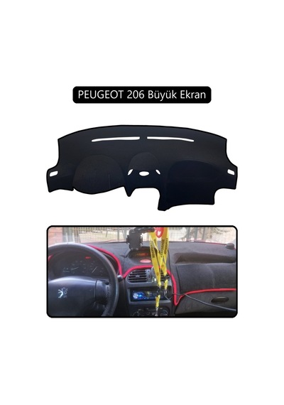 Peugeot 206 Büyük Ekrantorpido Koruma Halısı Siyah Kenar