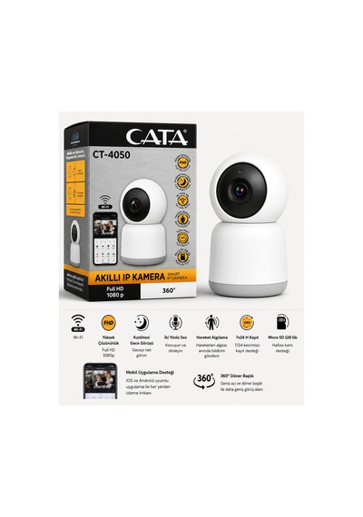 Ct-4050v Akıllı Ip Kamera Full Hd 1080p Wi-fi 360 Güvenlik Kamerası Beyaz Ct-4050v Akıllı Ip Kamera Full Hd 1080p Wi-fi 360 Güvenlik Kamerası Beyaz