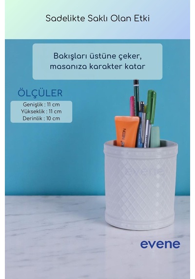 Kalemlik Masa Kalemliği Organizer Kalemlik Beyaz Renk Model 90 Çok Renkli