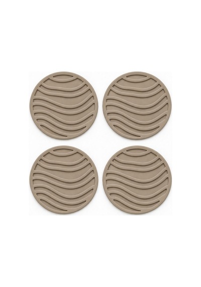 Rıpple Mini Dalga %100 Silikon Bardak Altlığı 8 Cm 4'lü Set Bej Çok  Renkli