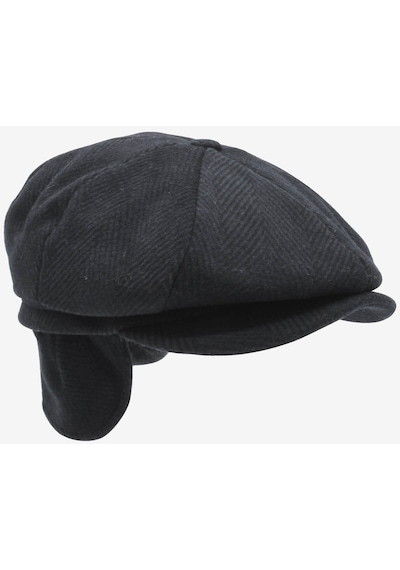 Külah Erkek %100 Yün Kasket Kulaklı Şapka Flat Cap - 61 Cm Siyah