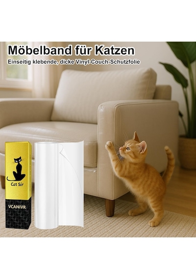 Tr Çizilmeye Karşı Koruma, Kedi Bandı, 40 Cm X 3 M, Kendinden Yapışkanlı, Kediler, Şeffaf, Çizilmeye Karşı Da