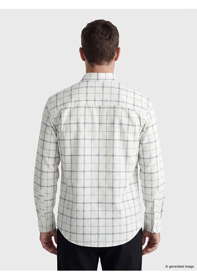 Lcwaıkıkı Classic Beyaz Regular Fit Ekose Oxford Erkek Gömlek